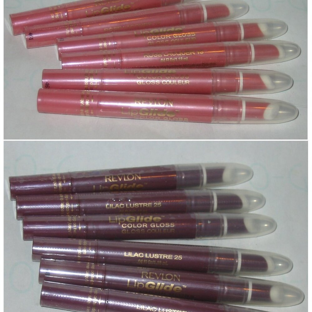 Revlon LipGlide Color Lip Gloss #13 Rose Lacquer or #25 Lilac Lustre 6 Pack RARE